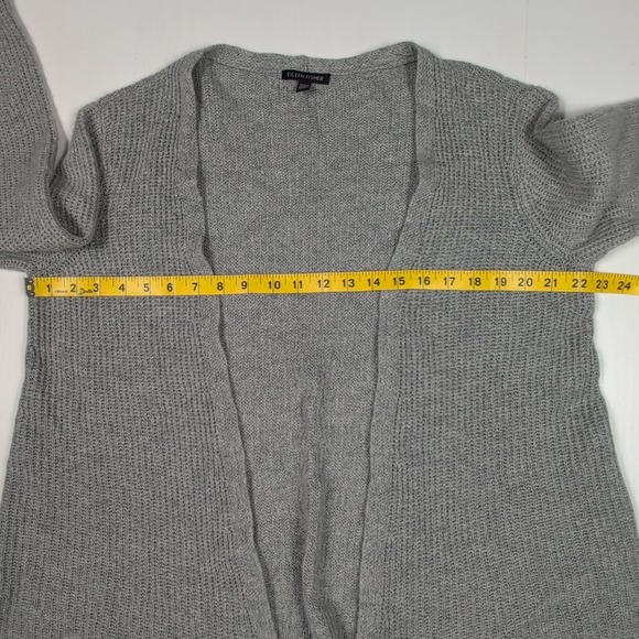 Eileen Fisher 100% Cashmere Grey Open Front Cardigan Sweater Medium Italian Yarn - Picture 2 of 8